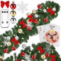 Beleuchtete Weihnachts-Girlande mit Deko für Innen- und Außenbereich.