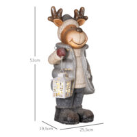 Weihnachtsdeko Rentier Figur 52cm mit LED-Laterne Metall In-/Outdoor