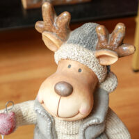 Weihnachtsdeko Rentier Figur 52cm mit LED-Laterne Metall In-/Outdoor