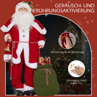 Weihnachtsdeko Weihnachtsmann Figur 140cm mit Geschenk & Glocken
