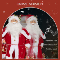 Weihnachtsdeko Weihnachtsmann Figur 140cm mit Geschenk & Glocken
