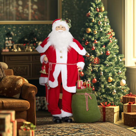 Weihnachtsdeko Weihnachtsmann Figur 140cm mit Geschenk & Glocken