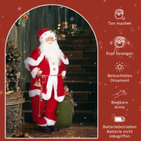 Weihnachtsdeko Weihnachtsmann Figur 140cm mit Geschenk & Glocken