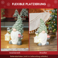 Weihnachtsdeko Weihnachtsmann Figur 42cm mit Baum-Mütze & LED-Laterne