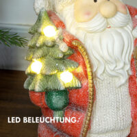 Weihnachtsdeko Weihnachtsmann Figur 50cm mit Baum & Geschenk LED