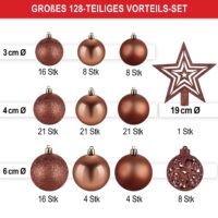 Weihnachtskugeln Festiva 128-teilig in Braun