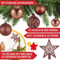 Weihnachtskugeln Festiva 128-teilig in Braun
