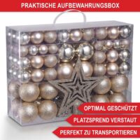 Weihnachtskugeln Festiva 128-teilig in Champagner