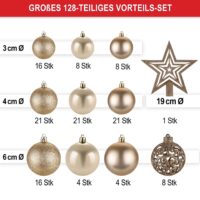 Weihnachtskugeln Festiva 128-teilig in Champagner