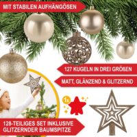 Weihnachtskugeln Festiva 128-teilig in Champagner