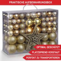 Weihnachtskugeln Festiva 128-teilig in Gold