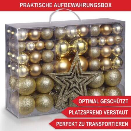 Weihnachtskugeln Festiva 128-teilig in Gold