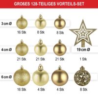 Weihnachtskugeln Festiva 128-teilig in Gold