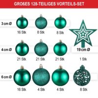 Weihnachtskugeln Festiva 128-teilig in Grün
