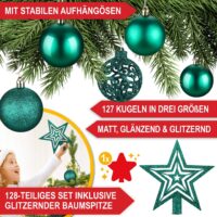 Weihnachtskugeln Festiva 128-teilig in Grün