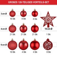 Weihnachtskugeln Festiva 128-teilig in Rot