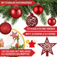 Weihnachtskugeln Festiva 128-teilig in Rot