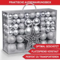 Weihnachtskugeln Festiva 128-teilig in Silber