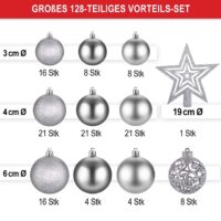 Weihnachtskugeln Festiva 128-teilig in Silber