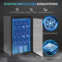 Weinkühlschrank mit Glastür und LED für 24 Flaschen schwarz