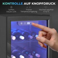 Weinkühlschrank mit Glastür und LED für 24 Flaschen schwarz