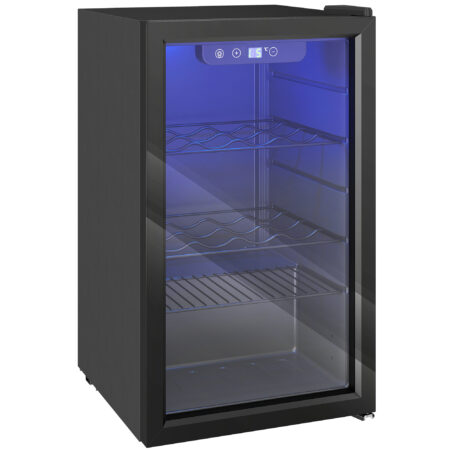 Weinkühlschrank mit Glastür und LED für 24 Flaschen schwarz