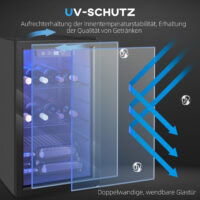 Weinkühlschrank mit Glastür und LED für 24 Flaschen schwarz