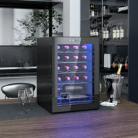 Ein Weinkühlschrank und Weinklimaschrank für 20 Flaschen, Temperaturbereich 5-18 Grad Celsius, mit Anti-UV-Glastür, LED und Touchscreen.