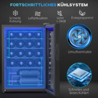 Ein Weinkühlschrank und Weinklimaschrank für 20 Flaschen, Temperaturbereich 5-18 Grad Celsius, mit Anti-UV-Glastür, LED und Touchscreen.