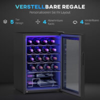 Ein Weinkühlschrank und Weinklimaschrank für 20 Flaschen, Temperaturbereich 5-18 Grad Celsius, mit Anti-UV-Glastür, LED und Touchscreen.