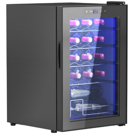Ein Weinkühlschrank und Weinklimaschrank für 20 Flaschen, Temperaturbereich 5-18 Grad Celsius, mit Anti-UV-Glastür, LED und Touchscreen.