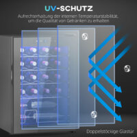 Ein Weinkühlschrank und Weinklimaschrank für 20 Flaschen, Temperaturbereich 5-18 Grad Celsius, mit Anti-UV-Glastür, LED und Touchscreen.