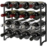 Weinregal freistehend für 16 Weinflaschen Metall schwarz
