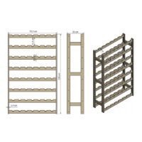 Weinregal mit den Maßen 118 cm Höhe, 73 cm Breite und 25 cm Tiefe. Das Regal bietet Platz für 56 Flaschen und ist ideal für die Lagerung im Wohnraum, Keller oder Weinladen.