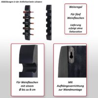 Weinregal Flaschenregal Wandregal für 5 Flaschen 99x13x9cm schwarz
