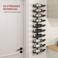Weinregal Wandregal für 10 Flaschen für Küche Metall schwarz