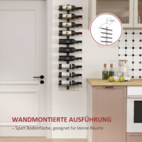 Weinregal Wandregal für 10 Flaschen für Küche Metall schwarz