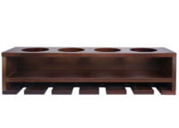 Weinregal Wandbar für 4 Flaschen 6 Gläser 12x48x12cm braun