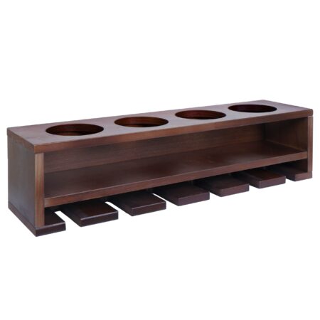 Weinregal Wandbar für 4 Flaschen 6 Gläser 12x48x12cm braun