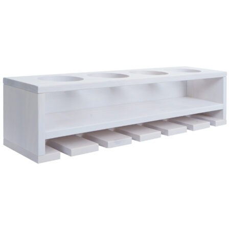 Weinregal Wandbar für 4 Flaschen 6 Gläser 12x48x12cm weiss