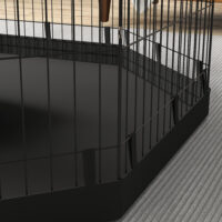 Schwarzer atmungsaktiver Welpenauslauf, 159x159x76cm gross, für Hunde bis 20kg, bietet einen sicheren und grosszügigen Bereich zum Spielen und Ausruhen.