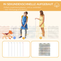 Bunter 6-teiliger Welpenlaufstall aus Metall, 60cm hoch.