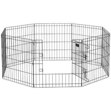 Welpenlaufstall mit Tür für kleine Hunde Indoor Outdoor schwarz