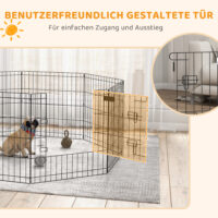 Welpenlaufstall mit Tür für kleine Hunde Indoor Outdoor schwarz