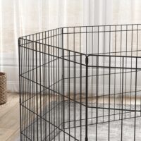 Welpenlaufstall mit Tür für kleine Hunde Indoor Outdoor schwarz