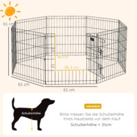 Welpenlaufstall mit Tür für kleine Hunde Indoor Outdoor schwarz
