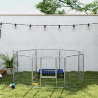 Hundezaun Welpenauslauf Gehege flexibel für drinnen aus Metall