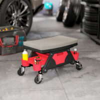 Werkstatthocker mit Rollen und Ablage belastbar bis 135kg grau
