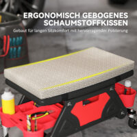 Werkstatthocker mit Rollen und Ablage belastbar bis 135kg grau