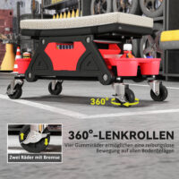 Werkstatthocker mit Rollen und Ablage belastbar bis 135kg grau